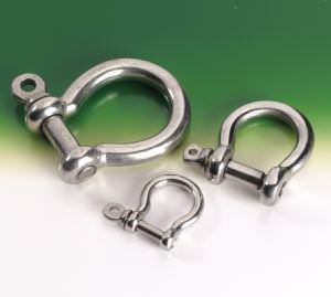 BOW SHACKLES - STAINLESS STEEL - 10MM DIAMETER  (click for enlarged image)